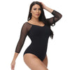 CurvyPower | Be You ! Shapewear Women Sheer Mesh Mid-Sleeve Shapewear Bodysuit Thong