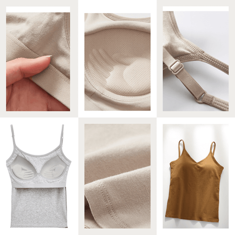 CurvyPower | UK Shirts & Tops Women's Camisole with Chest Pad Modal Vest Tank Tops