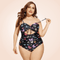 CurvyPower | Be You ! Swimwear 3XL Plus Size Butterfly Print Rib One Piece Swimwear