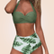 CurvyPower | Be You ! Swimwear Army Green / S Retro Halter Twisted Front Buckle High Waisted Bikini Set