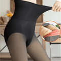 CurvyPower | Be You ! Translucent Black / Full Foot / Extra Thick Women Fleece Lined Waist Shaper Thermal Translucent Tights