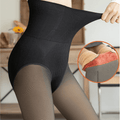 CurvyPower | Be You ! Translucent Black / Full Foot / Thick Women Fleece Lined Waist Shaper Thermal Translucent Tights