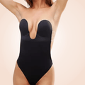 CurvyPower | Be You ! Underwear S / Black Deep U-Plunge Self Adhesive Backless Invisible Low Back One Piece Bodysuit