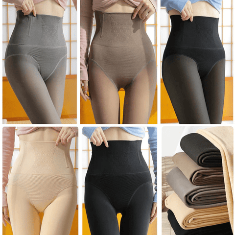 CurvyPower | Be You ! Women Fleece Lined Waist Shaper Thermal Translucent Tights