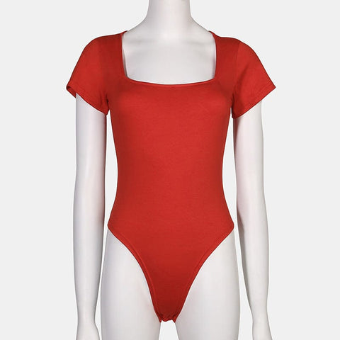 CurvyPower | UK Women's Square Neck Short Sleeve Bodysuit